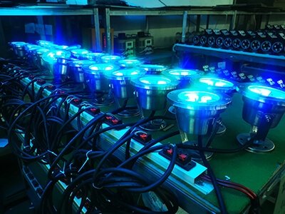 RGB underwater flood light aging test