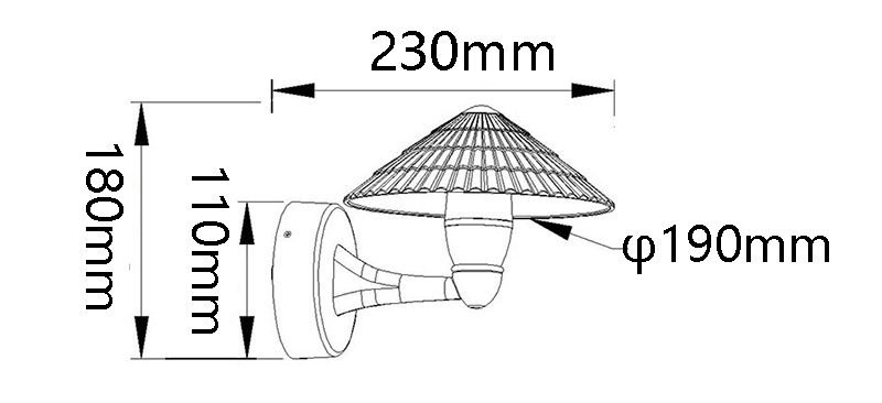 Umbrella LED outdoor wall lamp size