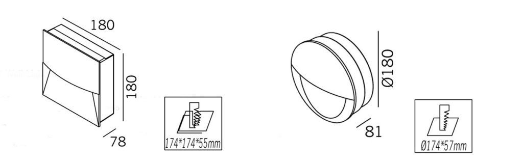 LED Step light size round square LED Step light size round square